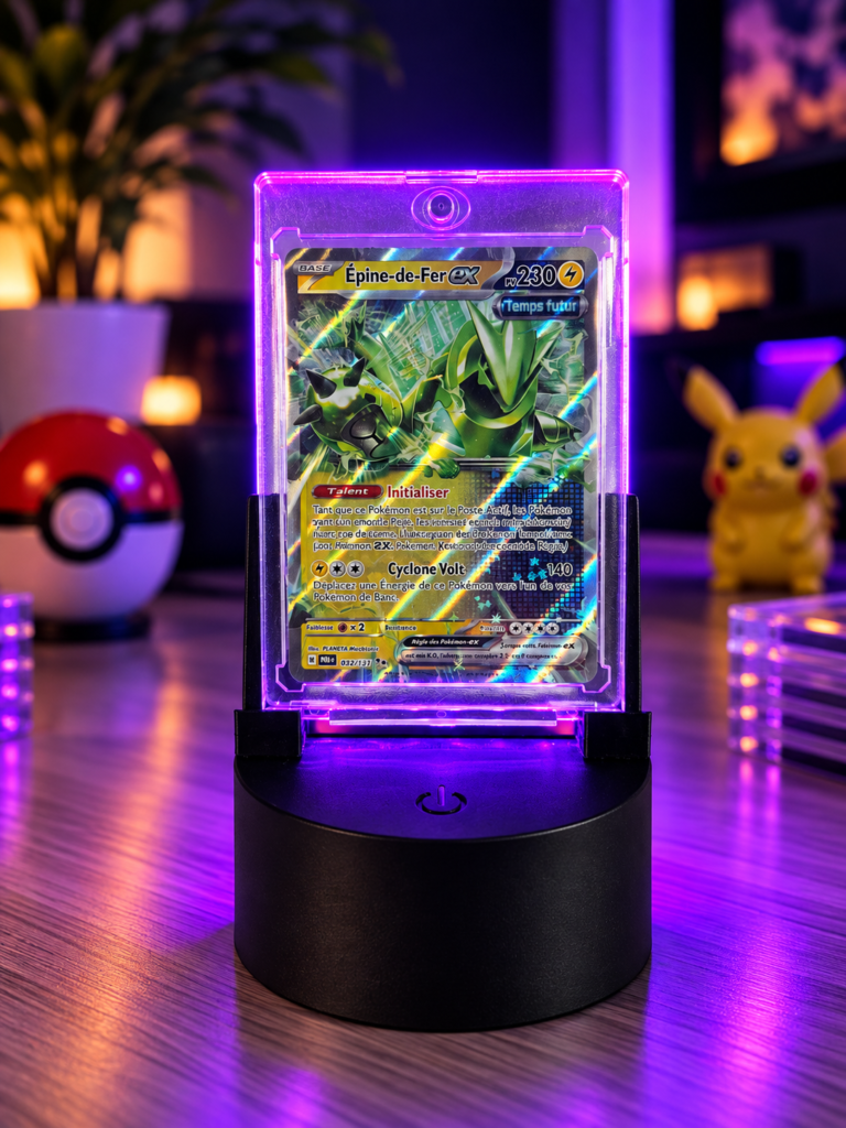 Support LED CardGlow éclairé en violet — illustration du produit